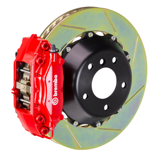 Brembo 08-14 WRX STI Rr GT BBK 4 Pist Cast 345x28 2pc Rotor Slotted Type1-Red | 2P2.8020A2