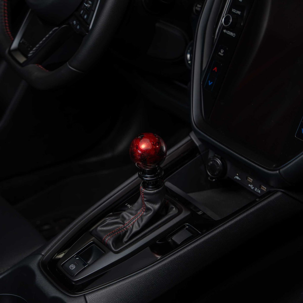 Billetworkz Automatic Shifter - Red Cosmic Space - Fits Subaru CVT: WRX (15–21), Crosstrek (13–23), Forester (14–18), Impreza (12–23), Legacy/Outback (10–14)