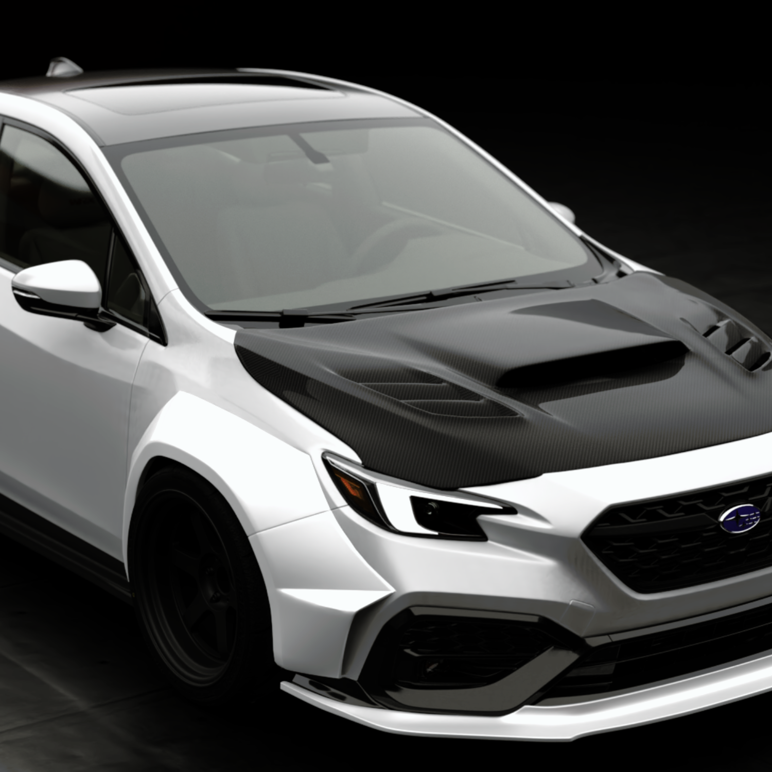 JDMuscle Tanso Carbon Fiber Hood V2 With Heat Extract For 20152021 WRX/STI