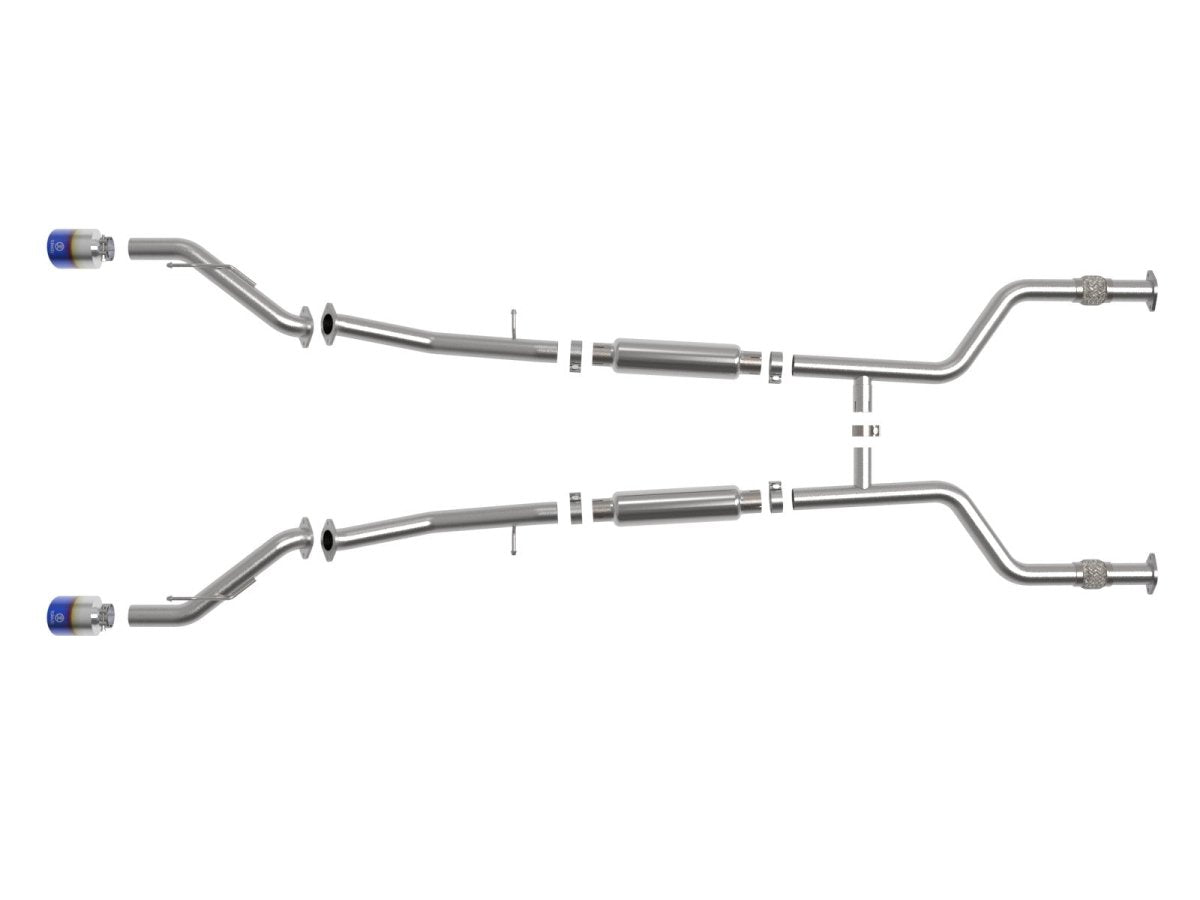aFe POWER Takeda 23 - 24 Nissan Z 2 1/2in 304 SS Cat - Back Exhaust System w/ Blue Flame Tips | 49 - 36138 - L - JDMuscleCat Back Exhaust Systemafe49-36138-L
