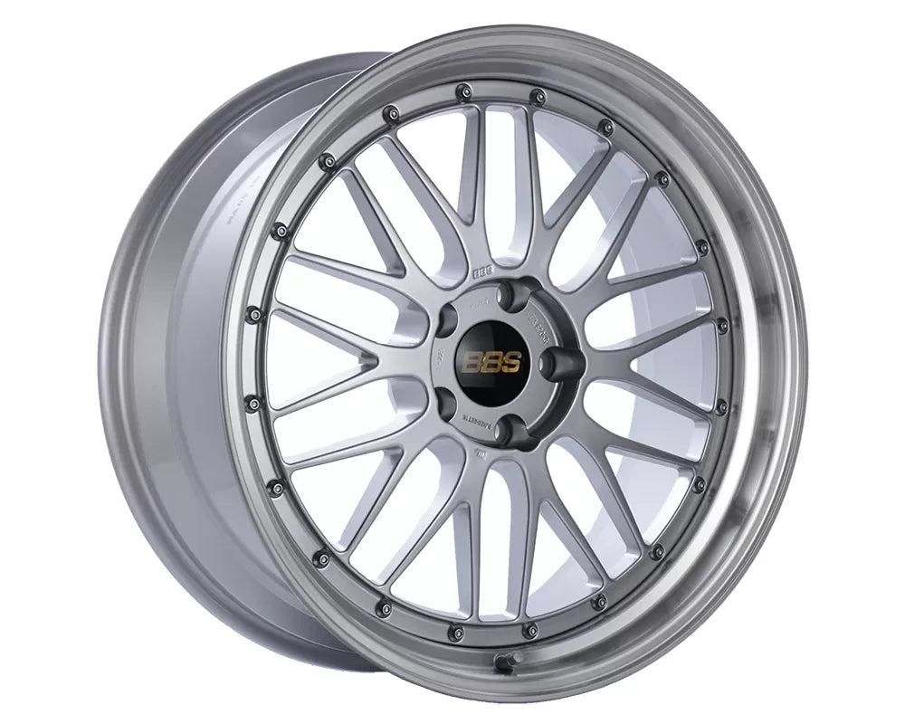 BBS LM 18x8 5x114.3 ET35 Diamond Silver Center / Diamond Cut Lip Wheel PFS/Clip Required | LM078DSPK - JDMuscleWheelsbbsLM078DSPK