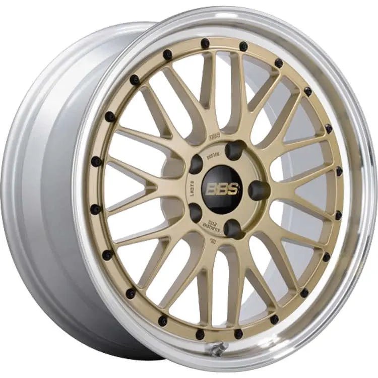 BBS LM 19x8.5 5x120 ET32 Diamond Gold Center Diamond Cut Lip Wheel - 82mm PFS/Clip Required | LM227GPK - JDMuscleWheelsbbsLM227GPK