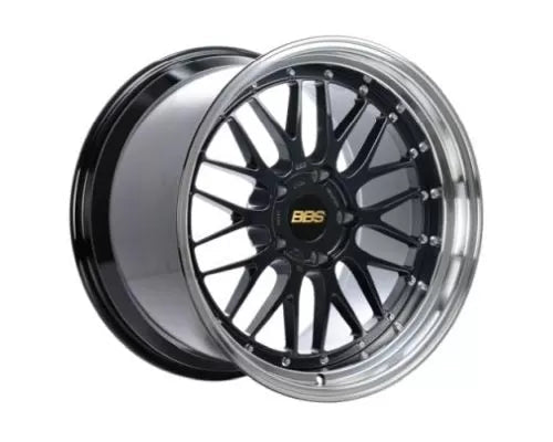 BBS LM 19x9.5 5x120 ET22 Black w/ Blue Metallic Flake / Diamond Cut Lip Wheel 82mm PFS/Clip Required | LM434BB - BKBD - JDMuscleWheelsbbsLM434BB-BKBD