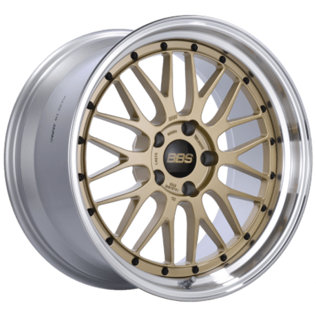 BBS LM 19x9.5 5x120 ET22 Gold Center / Diamond Cut Lip Wheel - 82mm PFS/Clip Req | LM434GPK - JDMuscleWheelsbbsLM434GPK