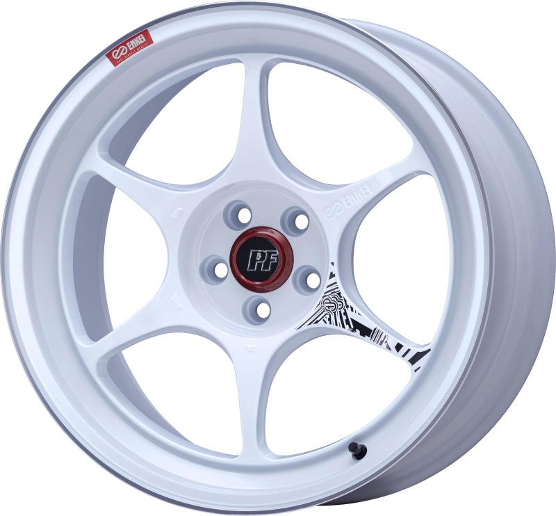 Enkei PF06 18x8.5in 5x114.3 BP 45mm Offset 75mm Bore White Machined Wheel - JDMuscleSPK628848