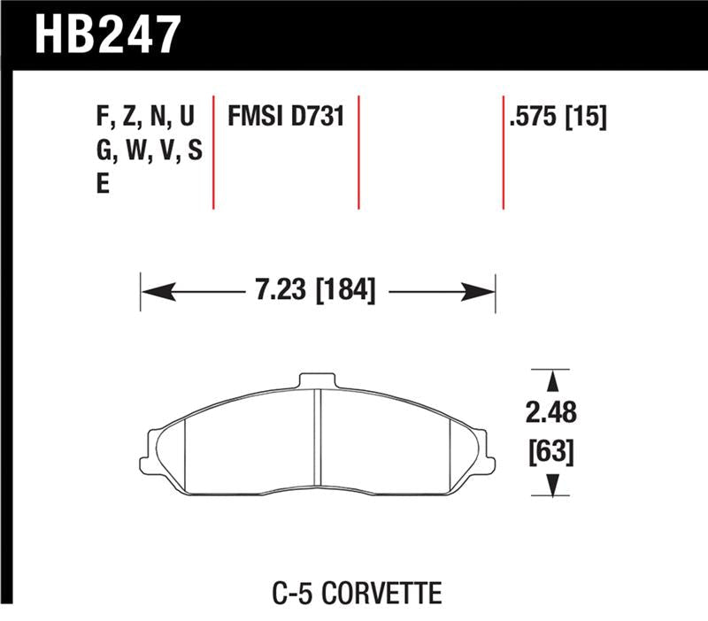 Hawk Performance High - Performance Ceramic Street Front Brake Pads for Chevrolet Corvette (Part No. HAWKHB247Z.575) | hawkHB247Z.575 - JDMuscleSPK5102