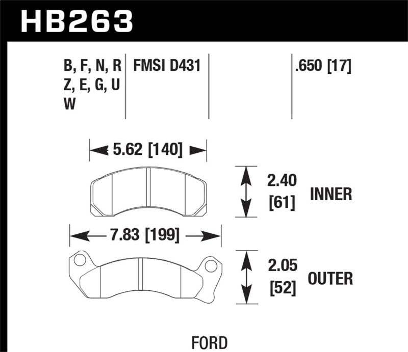 Hawk Performance HPS 5.0 Front Brake Pads for Ford Mustang and Mercury Cougar | hawkHB263B.650 - JDMuscleSPK4326784