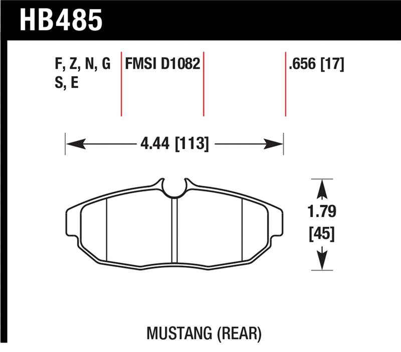 Hawk Performance Part Number HAWKHB485Z.656 High Performance Ceramic Rear Brake Pads for Ford Mustang (2007 - 2013) | hawkHB485Z.656 - JDMuscleSPK5147