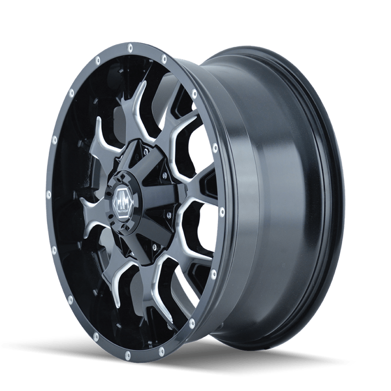 Mayhem 8015 Warrior 17x9 / 5x114.3 BP / - 12mm Offset / 87mm Hub Black w/ Milled Spokes Wheel - JDMuscleSPK518289