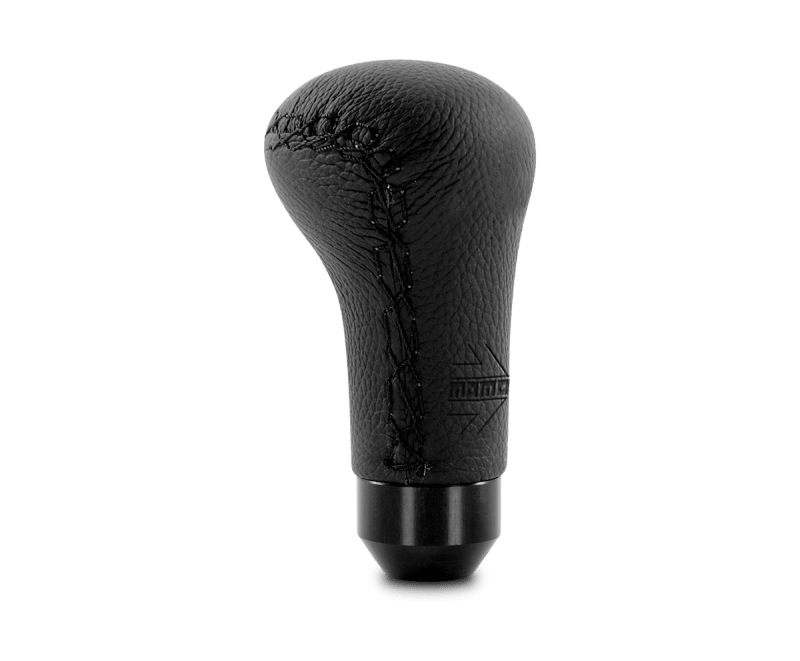 Momo Anatomico Shift Knob - Black Leather, Black Stitching - JDMuscleSPKmomALBK1
