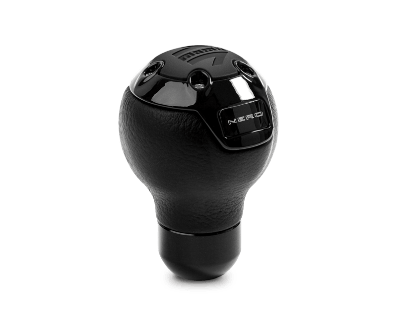 Momo Nero Shift Knob - Tall Black Leather, Black Chrome Insert - JDMuscleSPKmomNERBK1
