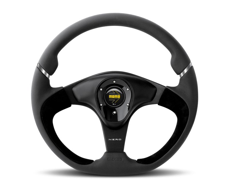 Momo Nero Steering Wheel 350 mm - Black Leather/Suede/Black Spokes - JDMuscleSPKmomNER35BK0B