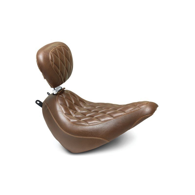Mustang 18 - 21 Harley Heritage Classic, Deluxe Wide Tripper Solo Seat w/Driver Backrest Diam - Brown - JDMuscleShop the look 2mmp83004