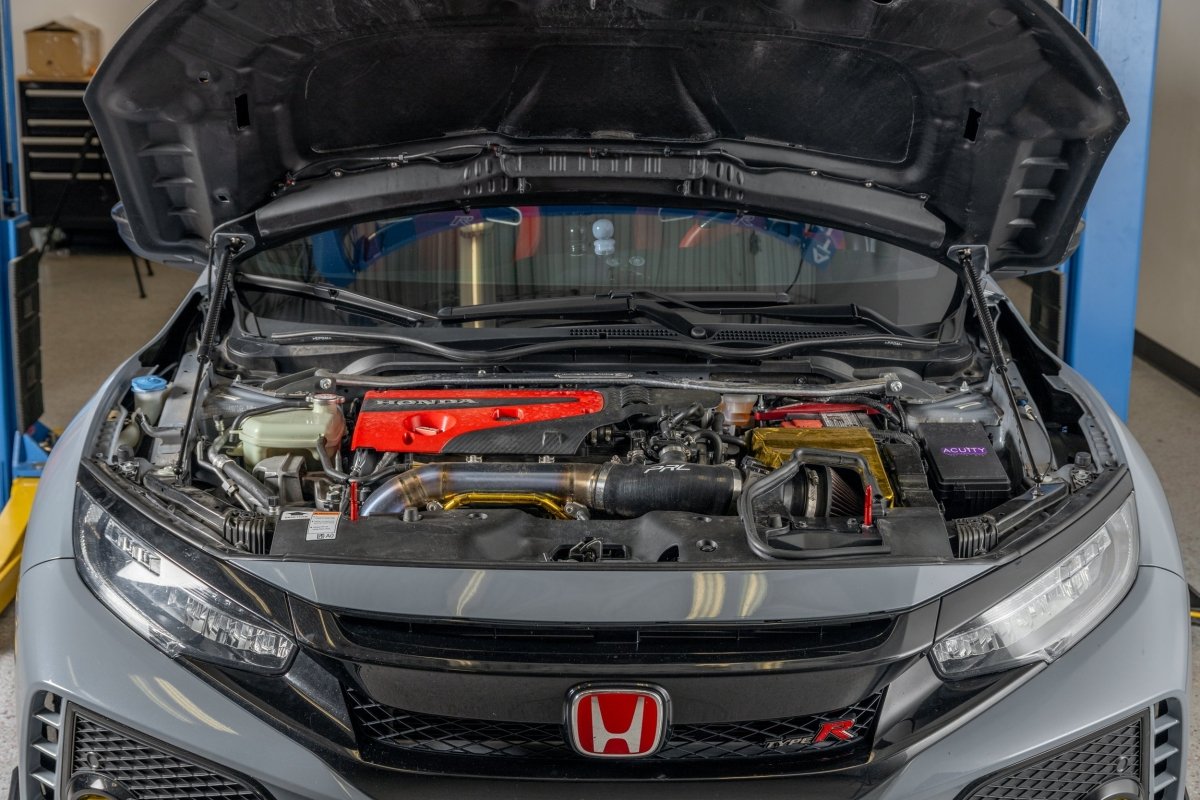OLM Carbon Fiber Wrapped Hood Struts - 2017 - 2021 Honda Civic Type R - JDMuscleOLMB.19004.1