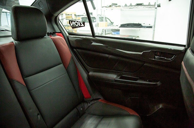 OLM LE Pre - preg Carbon Fiber Rear Door Trim Upper Panels - 2015 - 2021 Subaru WRX / STI - JDMuscleOLMA.70110.1