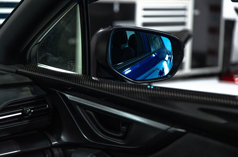 OLM Wide Angle Convex Mirrors w/ Turn Signals / Defrosters (Blue) - Subaru WRX 2022+ - JDMuscleOLMB.47017.2