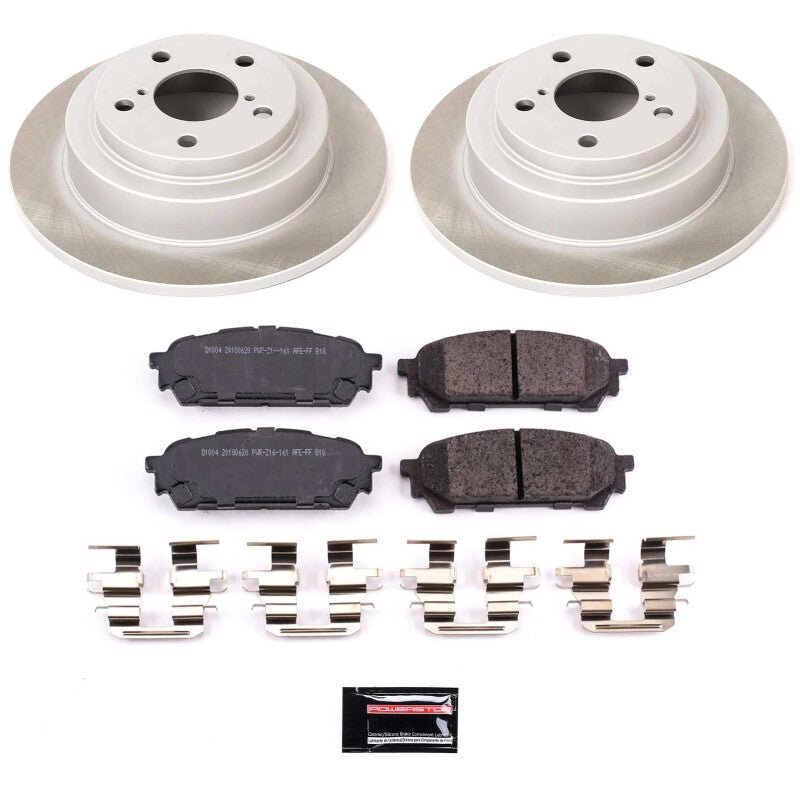 PowerStop 03 - 07 Subaru Impreza Rear Semi - Coated Rotor Brake Kit with Z17 Evolution Plus Ceramic Pads - JDMuscleSPK758308
