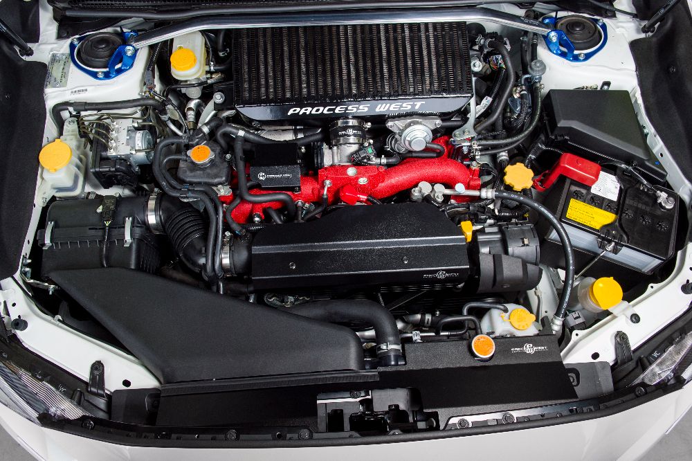 Process West 15-21 WRX/STI Radiator Cover Black Factory Intake | PWED03B