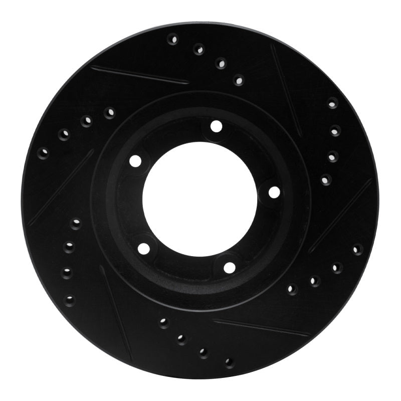 R1 Concepts Front Left Drilled & Slotted Black Brake Rotor for Toyota Hilux (Mexico) 1989 - 2008 | rncECB - 76106L - JDMuscleSPK983721