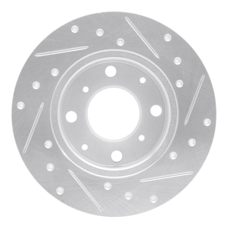 R1 Concepts Front Left Drilled & Slotted Silver Brake Rotor for 1984 - 1987 Honda Civic Hatchback | rncEDZ - 59009L - JDMuscleSPK986435