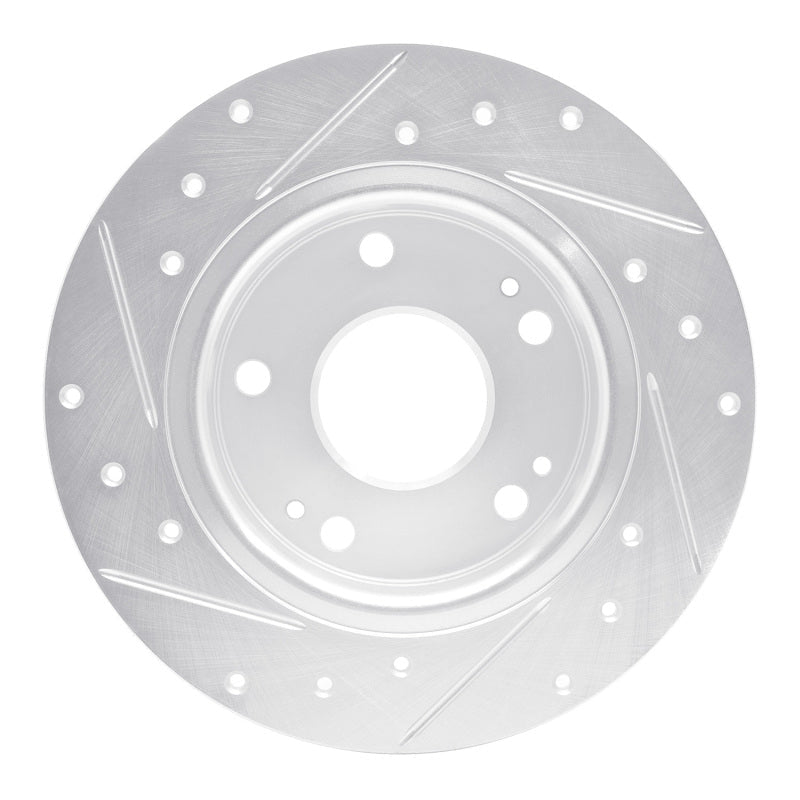 R1 Concepts Honda Civic Hatchback Rear Right Drilled & Slotted Silver Brake Rotor (Part Number: RNCEDZ - 59059R) | rncEDZ - 59059R - JDMuscleSPK986485