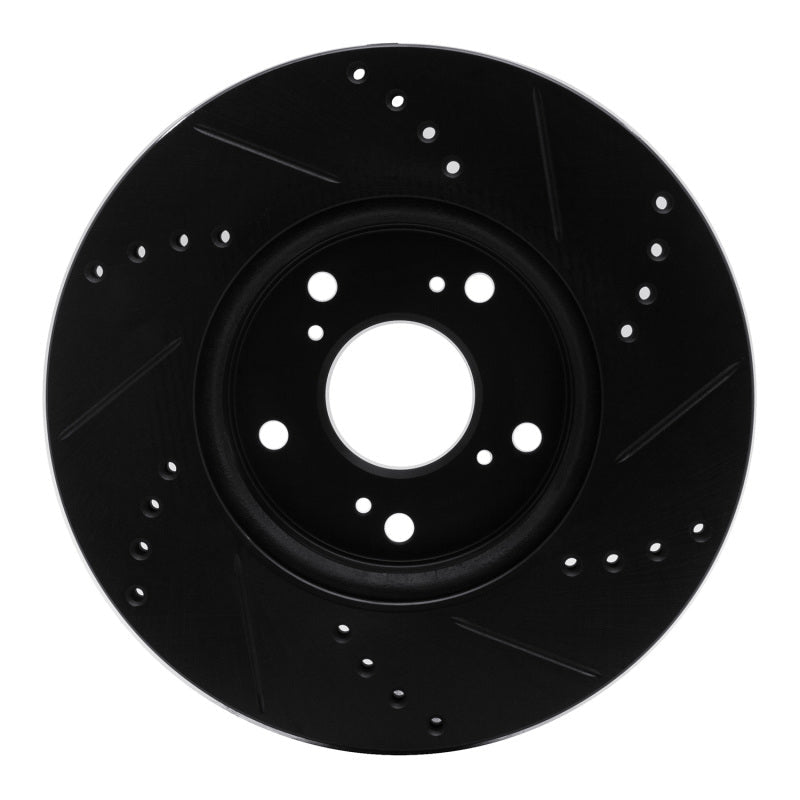 R1 Concepts Honda Civic Sedan Front Left Drilled & Slotted Black Brake Rotor (Part No. RNC - ECB - 59037L) | rncECB - 59037L - JDMuscleSPK975927