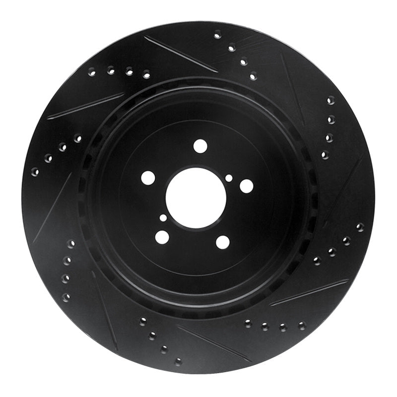 R1 Concepts Rear Left Drilled & Slotted Black Brake Rotor for 2003 - 2004 Subaru Impreza | rncECB - 13015L - JDMuscleSPK973618