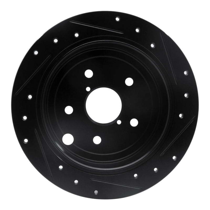 R1 Concepts Rear Left Drilled & Slotted Black Brake Rotor for 2015 - 2021 Subaru WRX | rncECB - 13024L - JDMuscleSPK973634