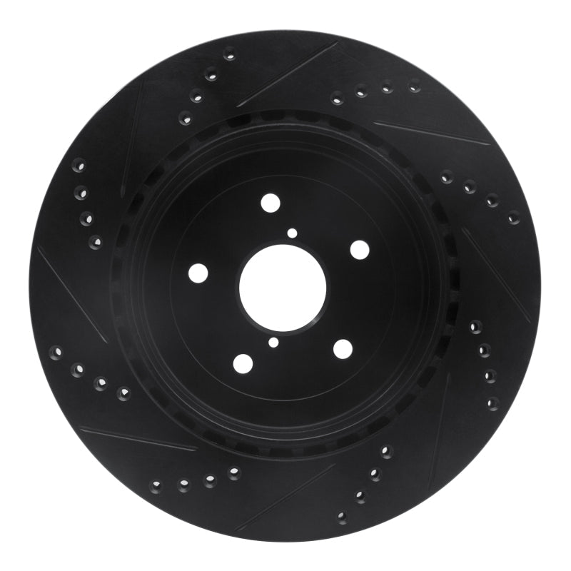 R1 Concepts Rear Right Drilled & Slotted Black Brake Rotor for 2005 - 2007 Subaru Impreza | rncECB - 13017R - JDMuscleSPK973621
