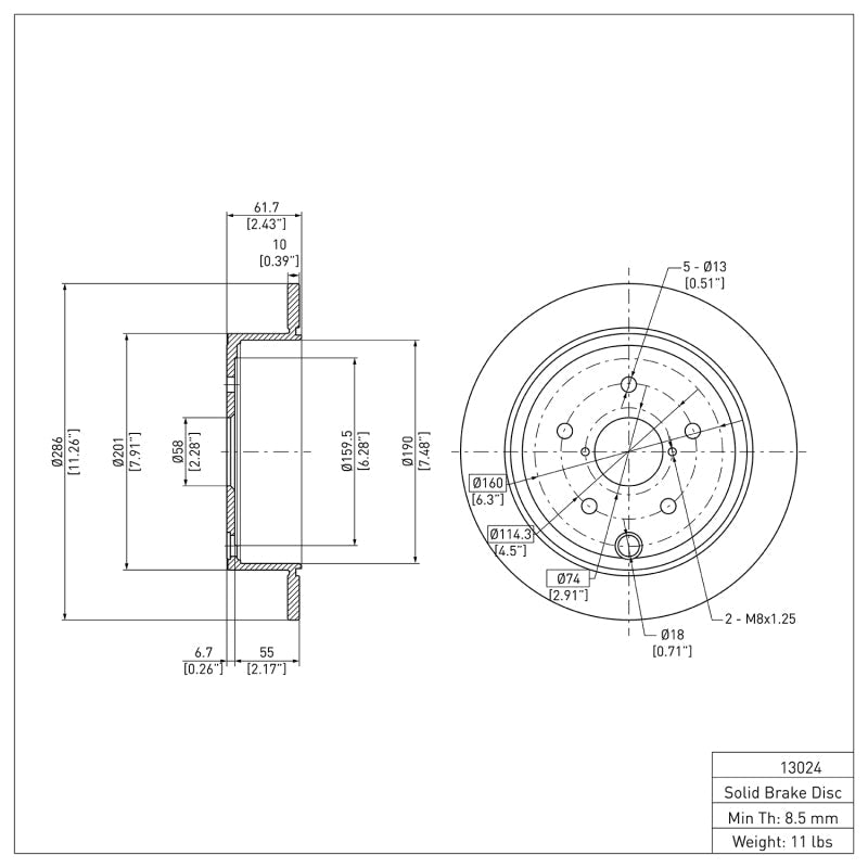R1 Concepts Subaru WRX Rear Brake Rotor (Years 2015 - 2021) - Part Number RNCERE - 13024 | rncERE - 13024 - JDMuscleSPK977627