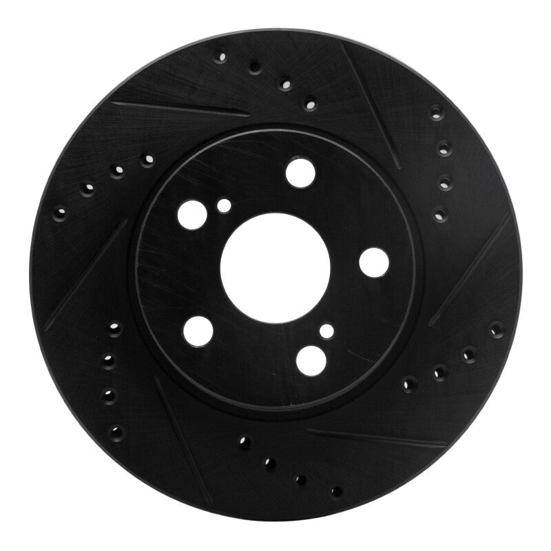 R1 Concepts Toyota Prius 2004 - 2009 Front Right Drilled and Slotted Brake Rotor - Black Finish | rncECB - 76077R - JDMuscleSPK983704
