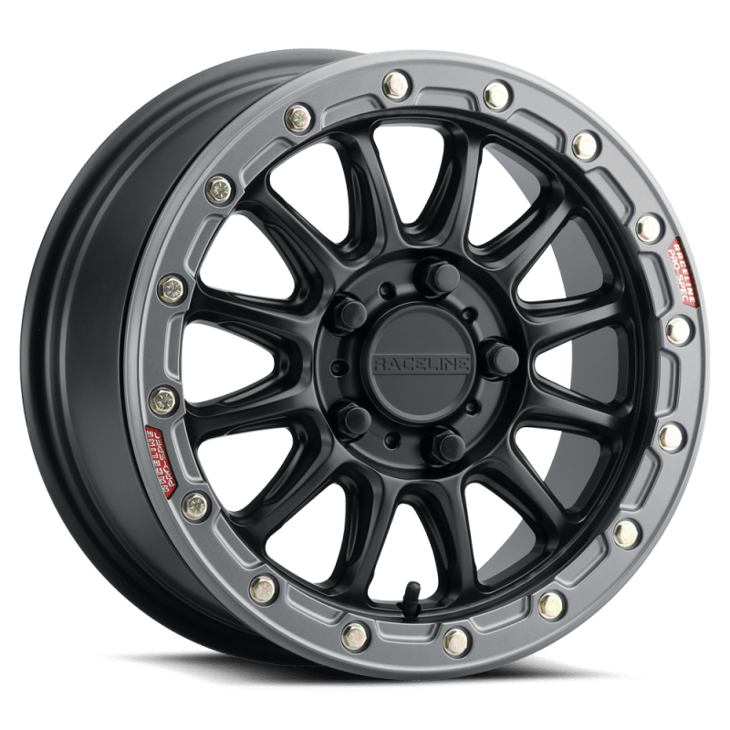 Raceline A14GR Alpha 15x7in/5x114.3 BP/25mm Offset/68mm Bore - Gunmetal & Red Ring Beadlock Wheel - JDMuscleSPK592799