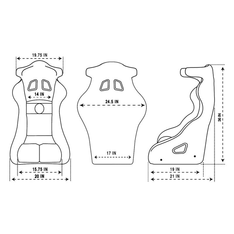 NRG FIA Competition Seat w/ Competition Fabric/ FIA homologated/ Head Containment - Medium - JDMuscleSeatsnrgFRP-RS600M