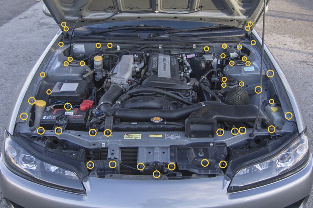 Stage 2 Titanium Hardware Engine Bay Kit - Nissan S15 (1999 - 2002) - JDMuscleHardware KitsNIS-055-Ti-SLKOil Slick