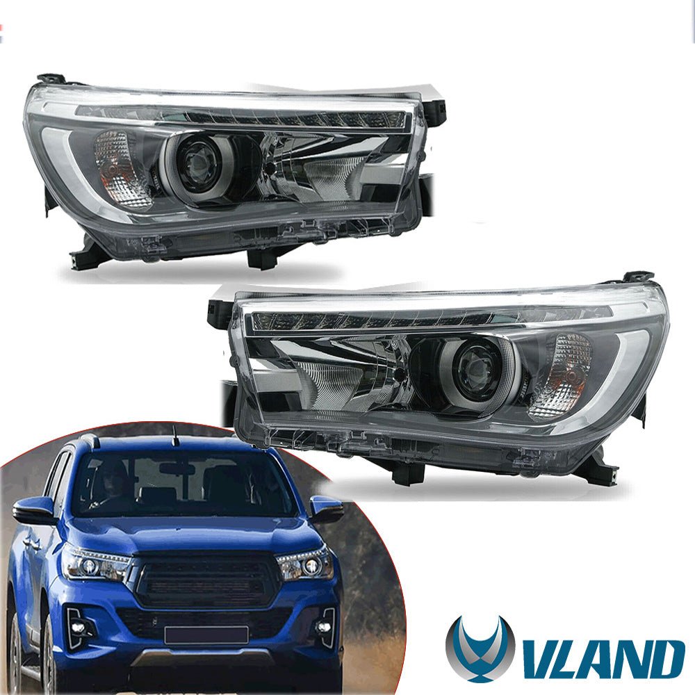 VLAND 15 - 20 Hilux Vigo Revo LED Headlights w/ Sequential Turn Signals - JDMuscleHeadlightYAA-VG-2019-H-LHD-LED-P01LHDLED Projector (No Need Bulbs)