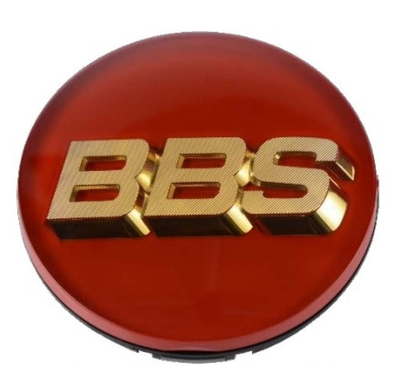 BBS Center Cap - 70mm Red w/ Gold 3D Logo | 4-tab