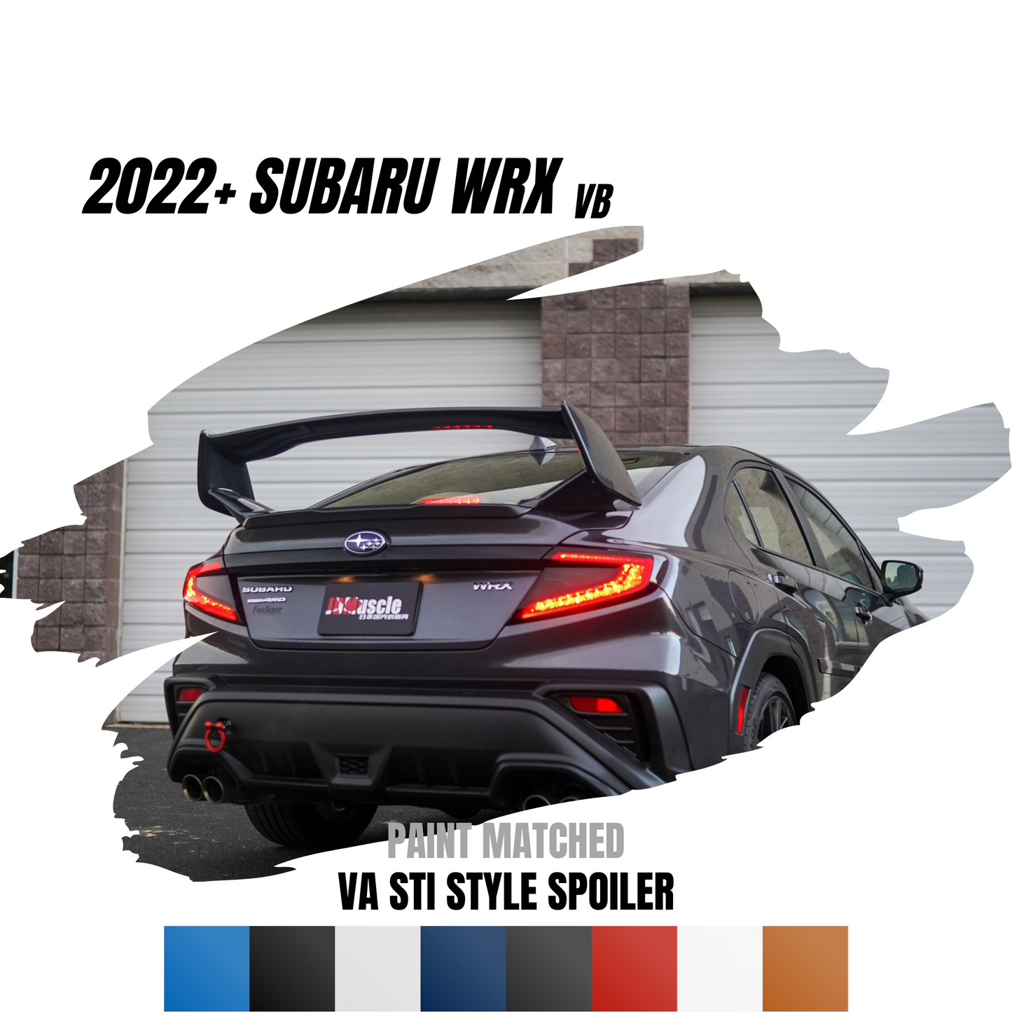 JDMuscle 22-24 WRX Spoiler - VA STI Style Paint Matched / Gloss Black / ABS - Clearance, sales are final