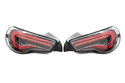 OLM VL Style Sequential Carbon Fiber Look Tail Light with Red Bar (Clear Lens) Scion FR-S 2013-2016 / Subaru BRZ 2013-2020 / Toyota 86 2017-2019 | VLFT86CFLR-SQ