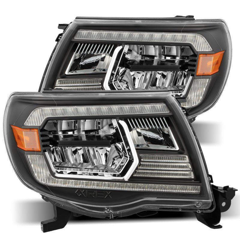 AlphaRex LUXX Crystal Headlights Plank Style Design Black w/Activation Light/DRL Toyota Tacoma 2005 - 2011 | 880735 - JDMuscleHeadlightsarx880735