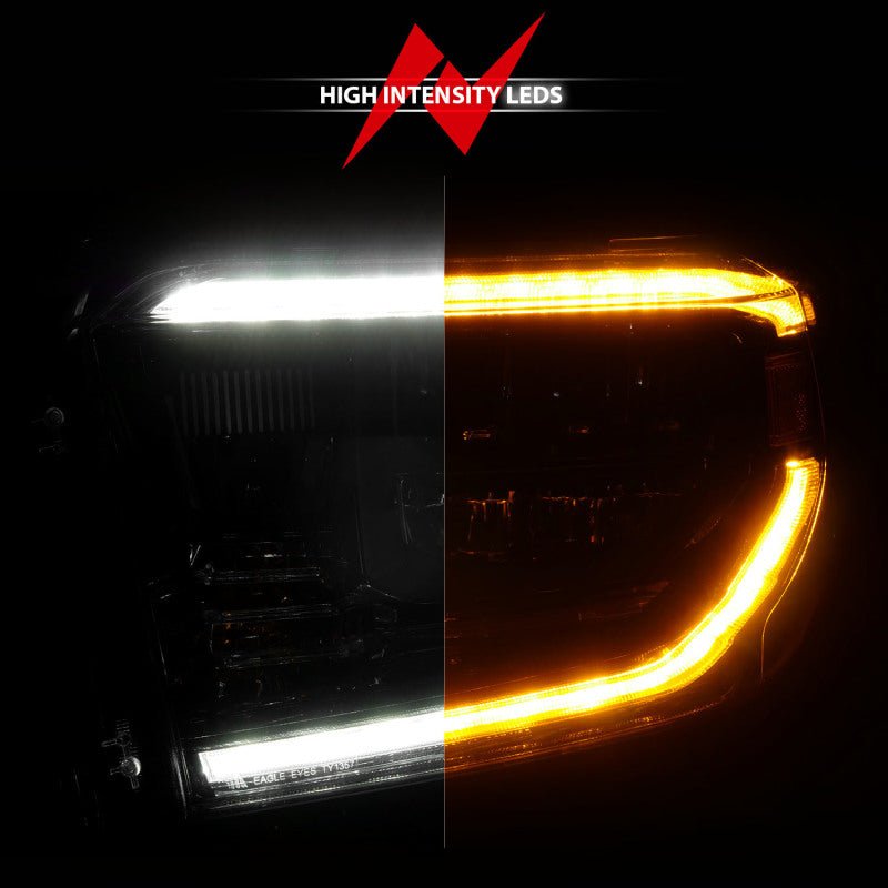 ANZO LED Crystal Headlights w/ Switchback Black Housing w/ DRL Toyota Tundra 2014 - 2017 | 111533 - JDMuscleHeadlightsanz111533