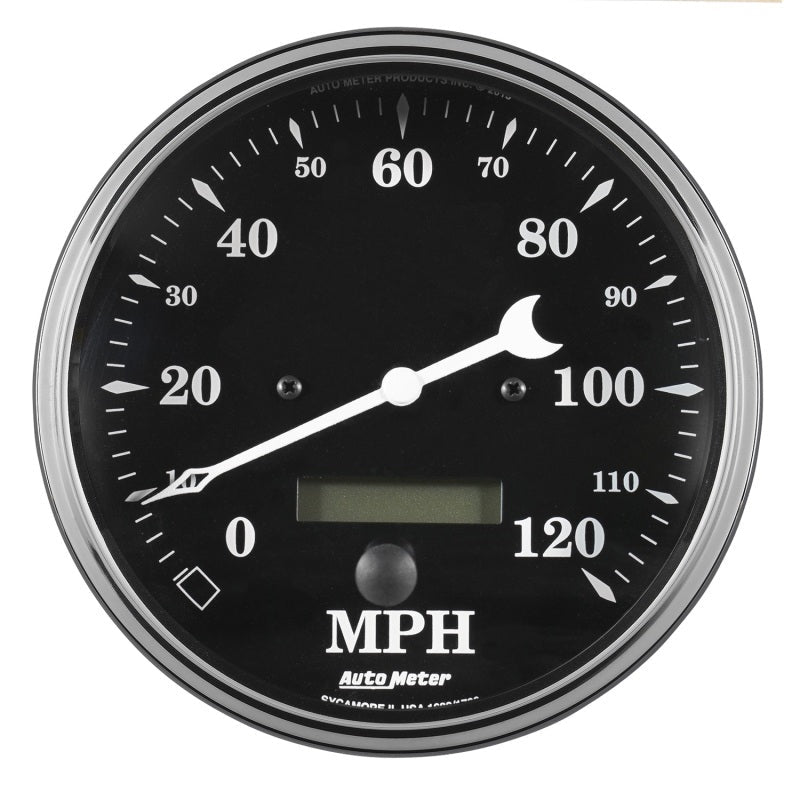 Auto Meter Gauge Speedometer 5in 120mph Elec. Prog. w/ LCD Odo Old Tyme Black Universal | 1789 - JDMuscleMulti Gaugesatm1789
