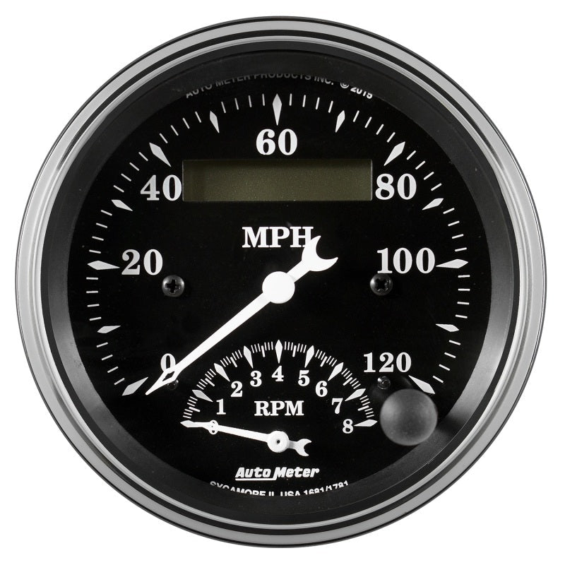 Auto Meter Gauge Tach/Speedo 3 3/8in 120mph & 8k RPM Elec. Program. Old Tyme Black Universal | 1781 - JDMuscleMulti Gaugesatm1781