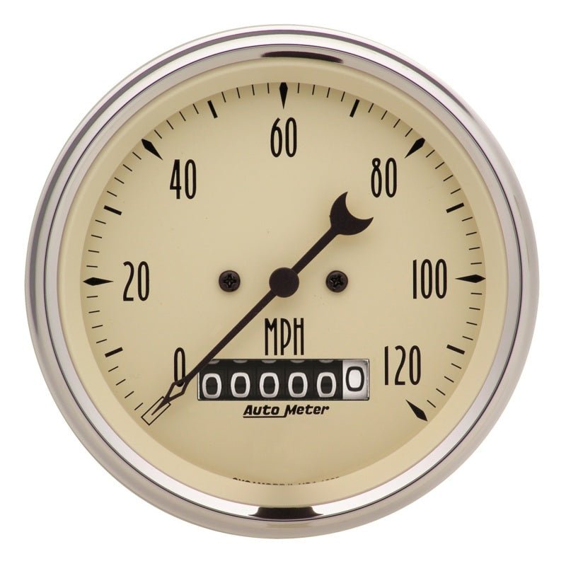 Autometer 3 - 3/8in 120mph Antique Beige Electric Programmable Speedometer w/ Wheel Odometer Universal | 1879 - JDMuscleMulti Gaugesatm1879