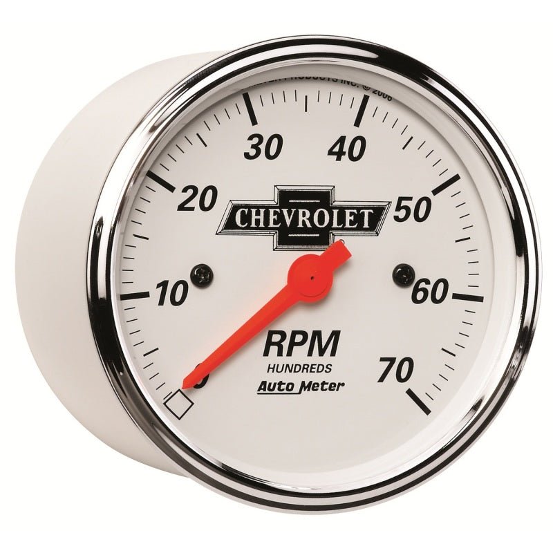 Autometer Arctic White GM 3 - 1/8in 7000RPM 4 6 8 Cyl Electrical Tachometer Gauge Universal | 1398 - 00408 - JDMuscleTachometersatm1398-00408