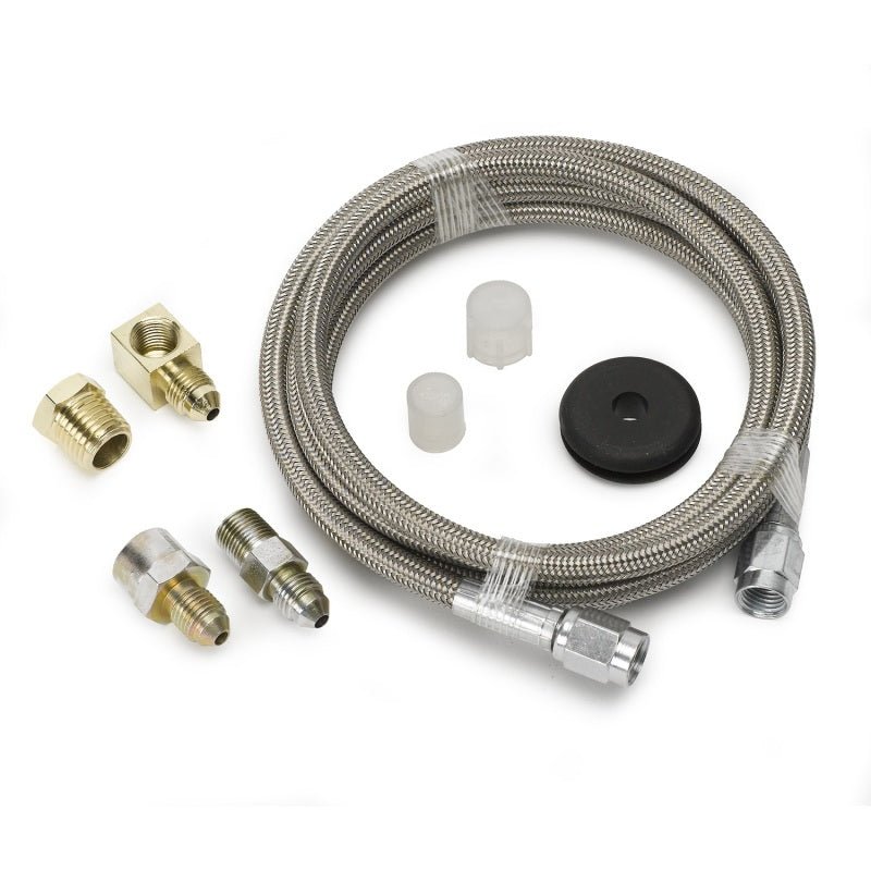 Autometer Braided Stainless Steel Line 3 Dia. 6ft Length 3AN & 1/8in NPTF Fittings Universal | 3236 - JDMuscleFuel Lines and Fittingsatm3236