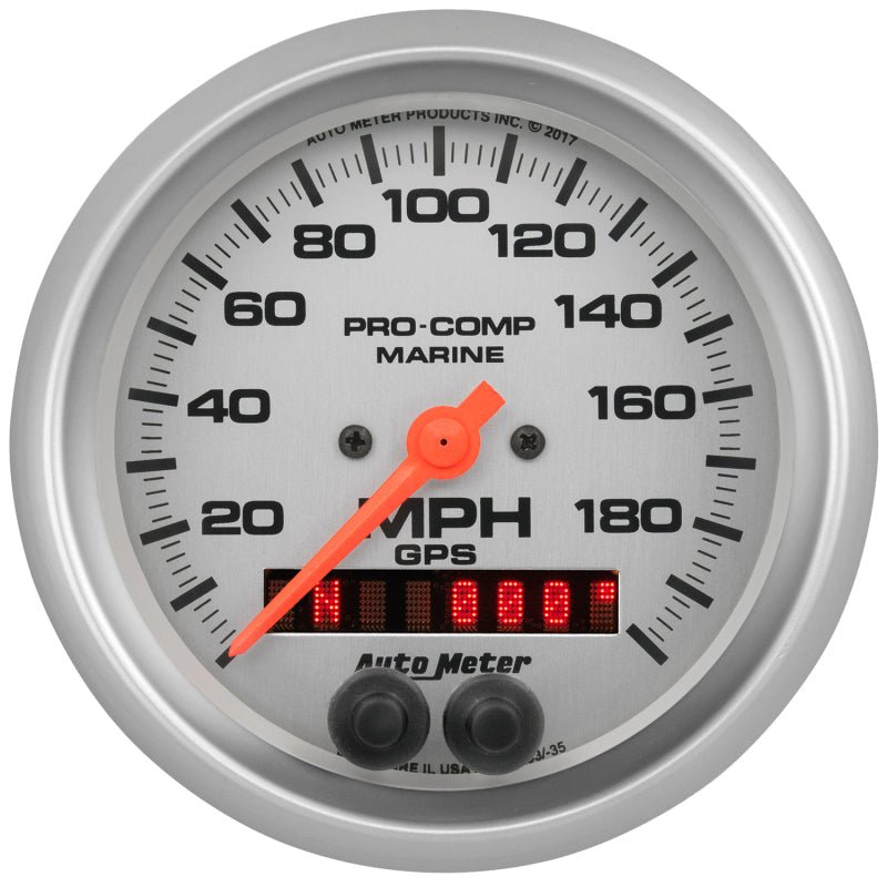 Autometer Gauge GPS Speedometer 3 - 3/8in 200 MPH Marine Silver Universal | 200639 - 33 - JDMuscleMulti Gaugesatm200639-33