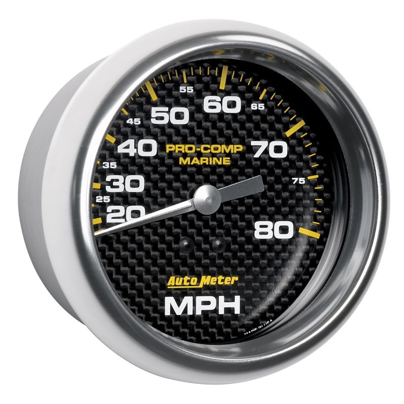 Autometer Gauge Speedometer 3 - 3/8in 80MPH Mechanical Marine Carbon Fiber Universal | 200753 - 40 - JDMuscleMulti Gaugesatm200753-40