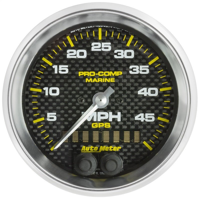 Autometer Marine Carbon Fiber 3 - 3/8in 50MPH GPS Speedometer Gauge Universal | 200635 - 40 - JDMuscleMulti Gaugesatm200635-40