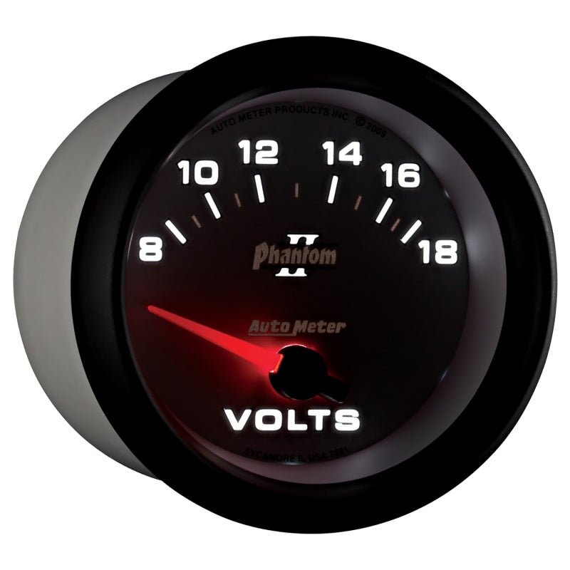 Autometer Phantom II 2 - 5/8in 18V Electric Voltmeter Gauge Universal | 7891 - JDMuscleVolt Gaugesatm7891