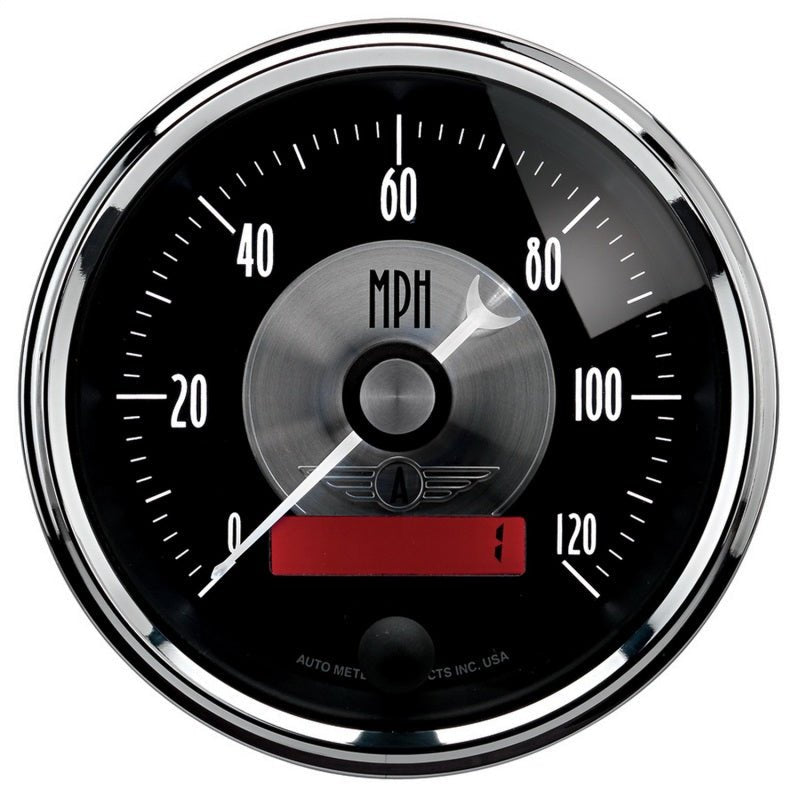 Autometer Prestige Series Black 3 - 3/8in 120mph Electric Programmable Speedometer w/LCD Odometer Universal | 2086 - JDMuscleMulti Gaugesatm2086